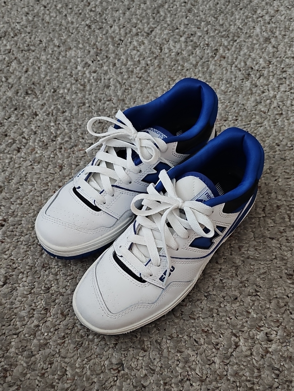 New Balance White and Blue Athletic Sneakers